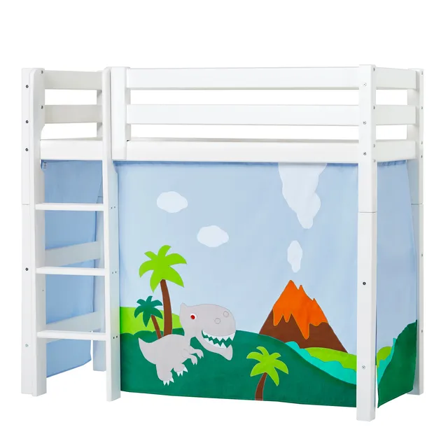 hoppekids-eco-luxury-mittelhohes-bett-mit-dinosaur-bettvorhang image 1