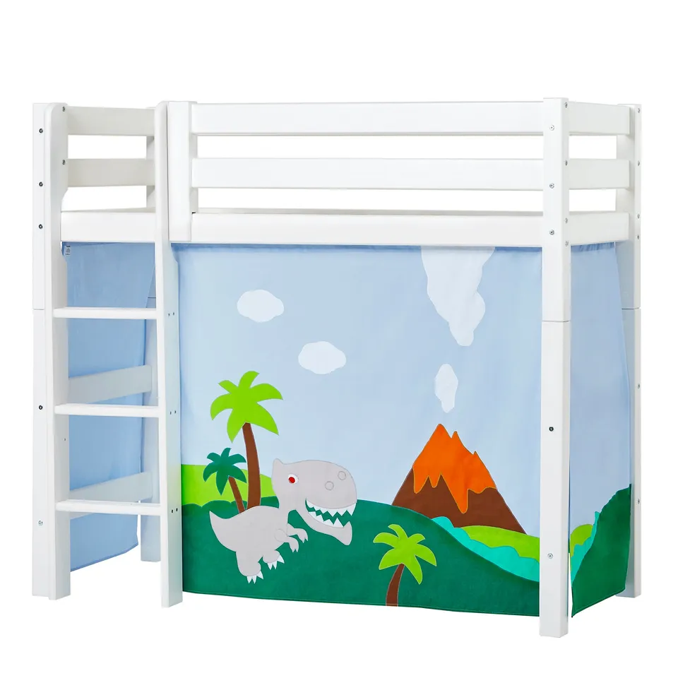 hoppekids-eco-luxury-mittelhohes-bett-mit-dinosaur-bettvorhang image 1