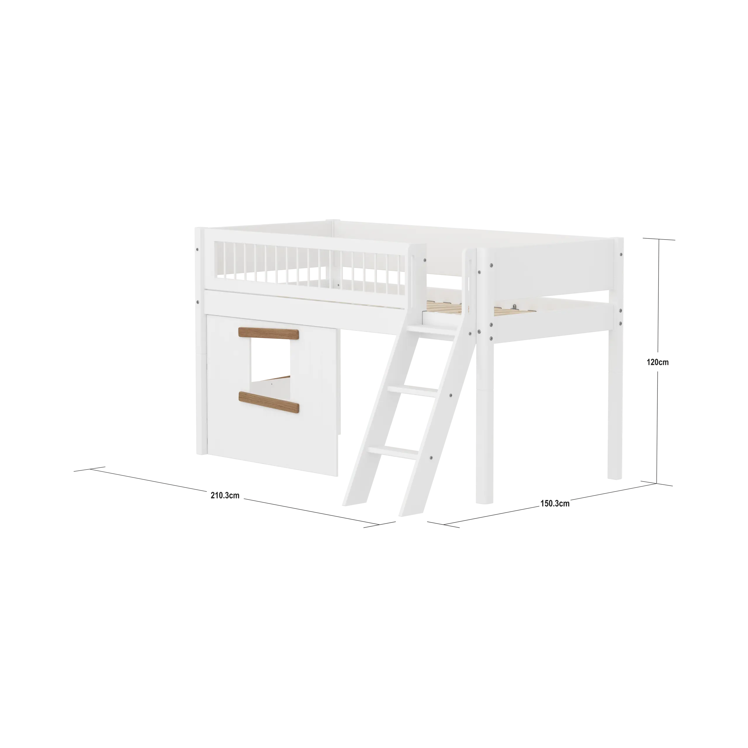 flexa-white-spielbett-120-cm-mit-baumhaus-leiter-und-absturzsicherung-90x200-cm- image 4
