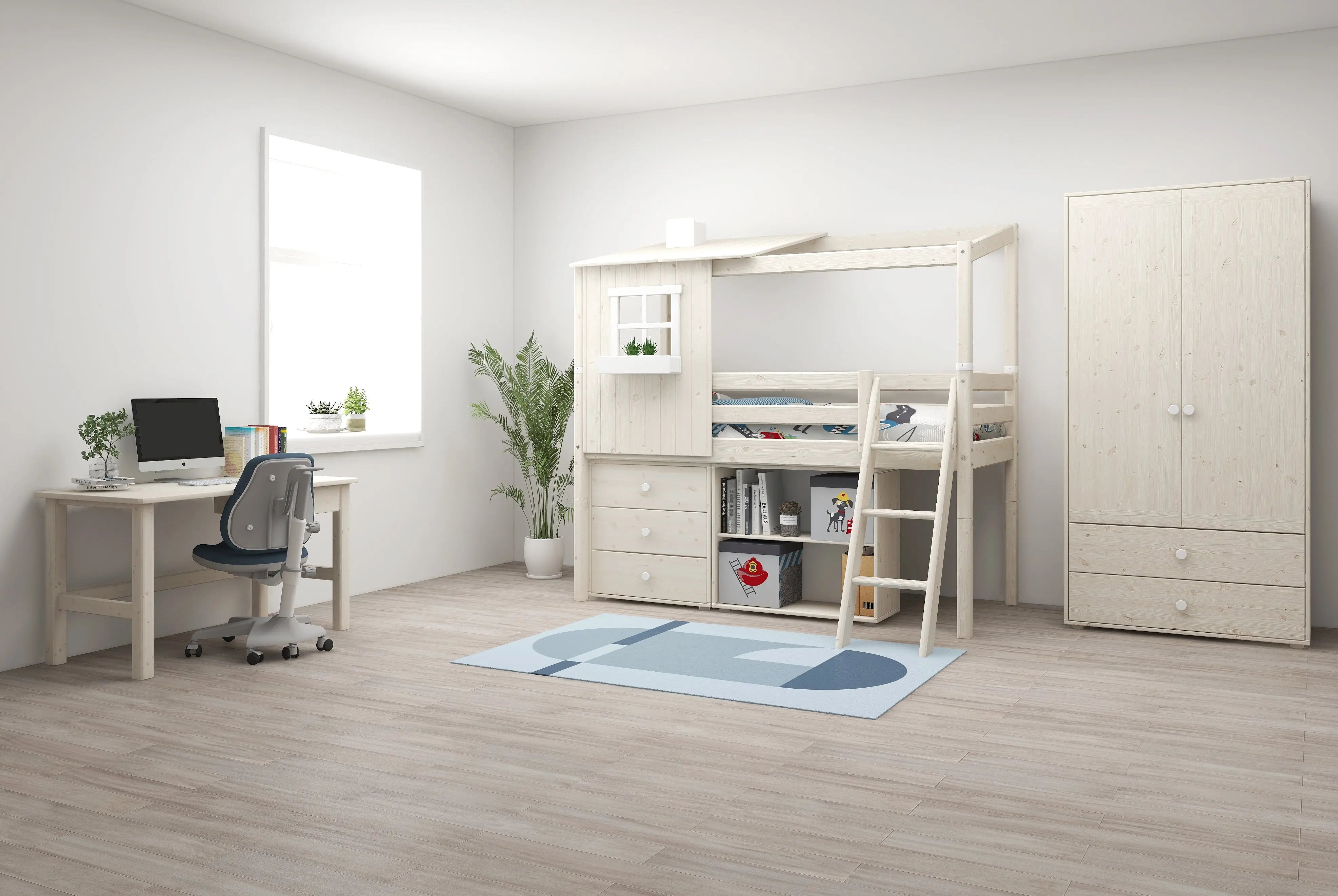flexa-classic-spielbett-120-cm-mit-1-2-haus-90x200-cm-wei image 4