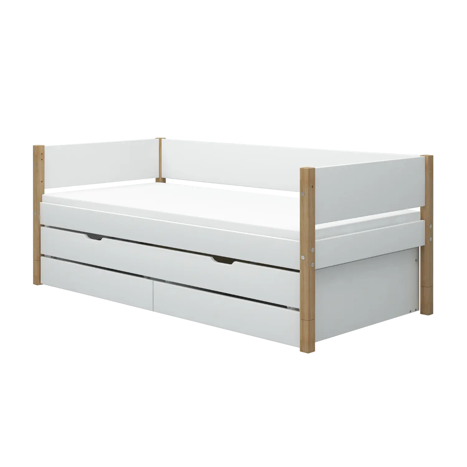 flexa-nor-einzelbett-90x200-cm-mit-ausziehbett-90x190-cm-und-schubladen-wei-eich image 1