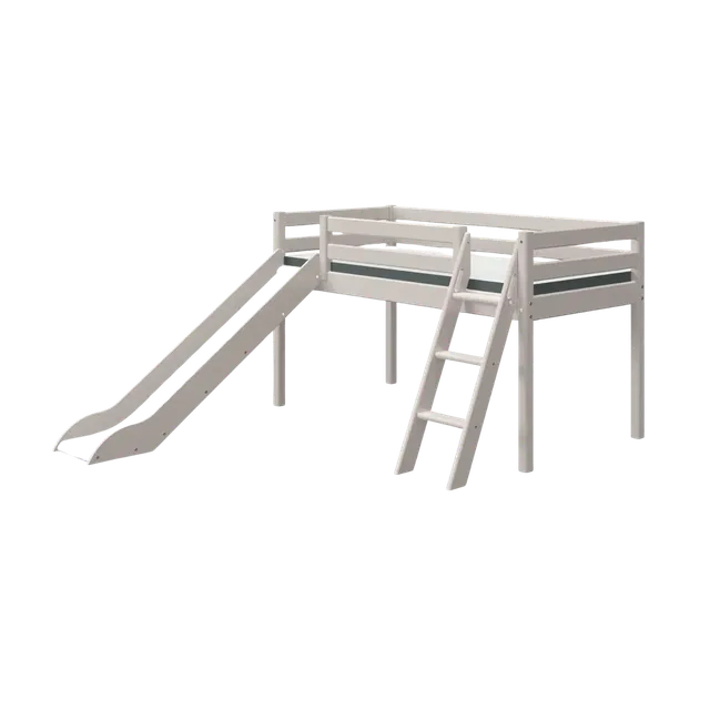 flexa-classic-spielbett-120-cm-mit-rutsche-und-schr-gleiter-90x200-cm-grau image 1