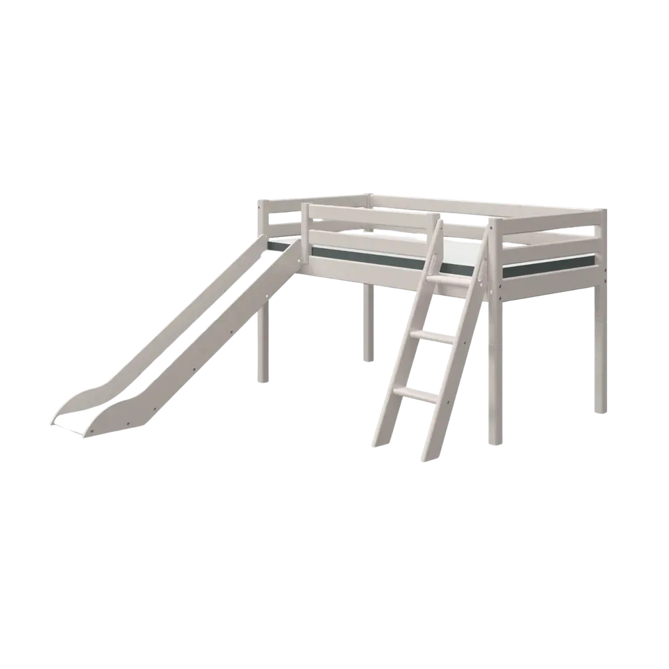 flexa-classic-spielbett-120-cm-mit-rutsche-und-schr-gleiter-90x200-cm-grau image 1