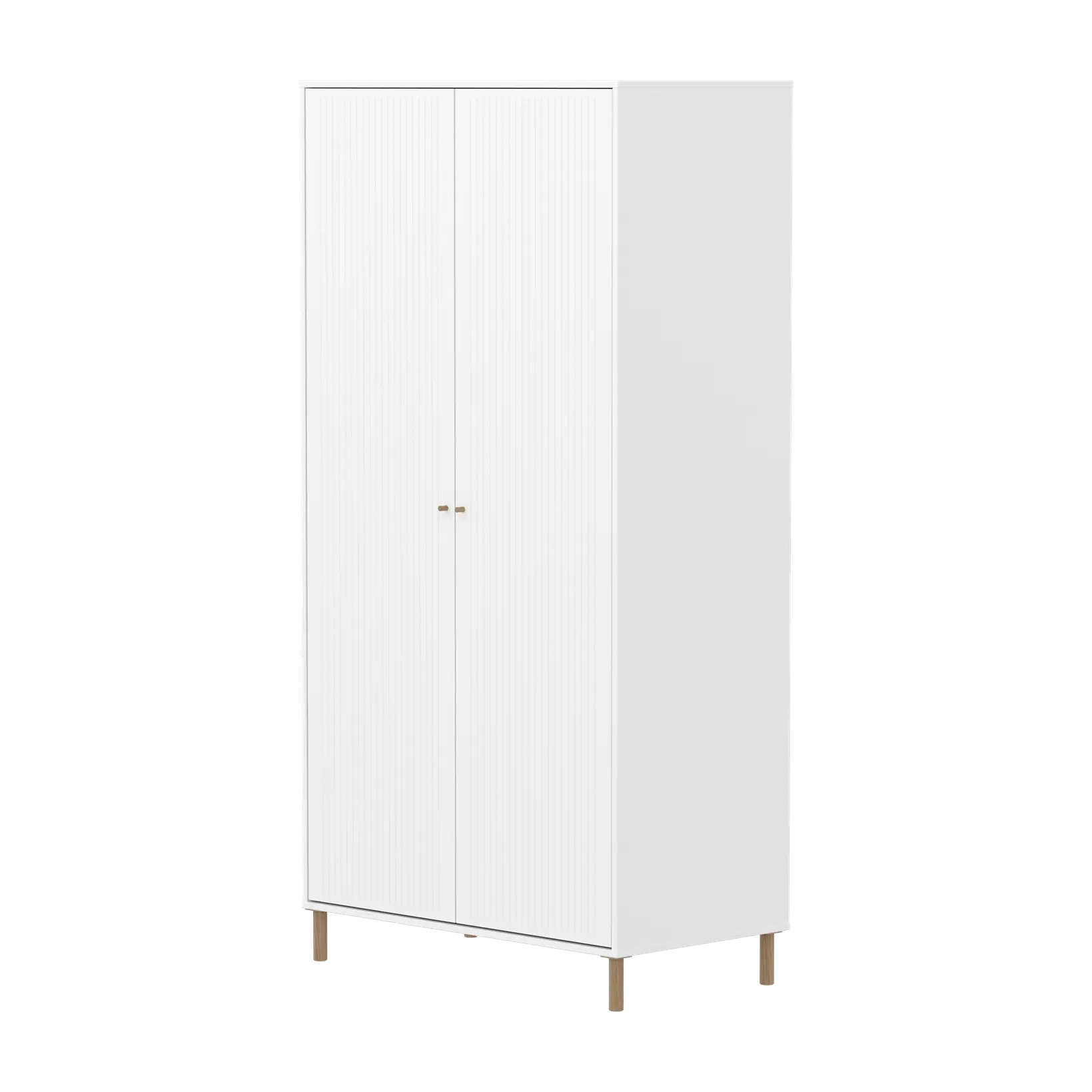 flexa-saga-kleiderschrank-2-t-ren-mit-rillen-f-e-und-griffe-eiche-wei image 1