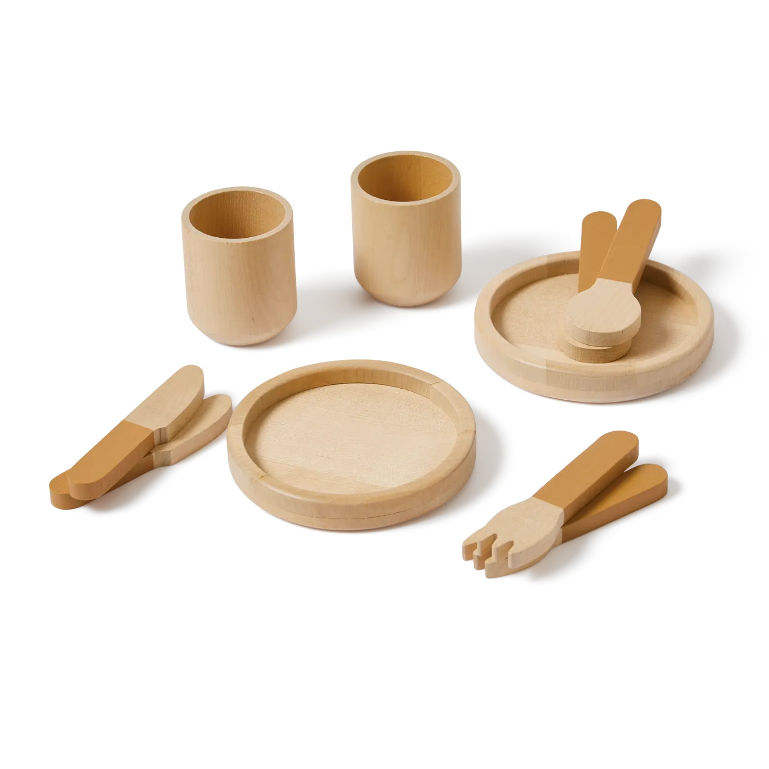 flexa-geschirr-spielset-holz-teller-besteck-und-tassen image 1