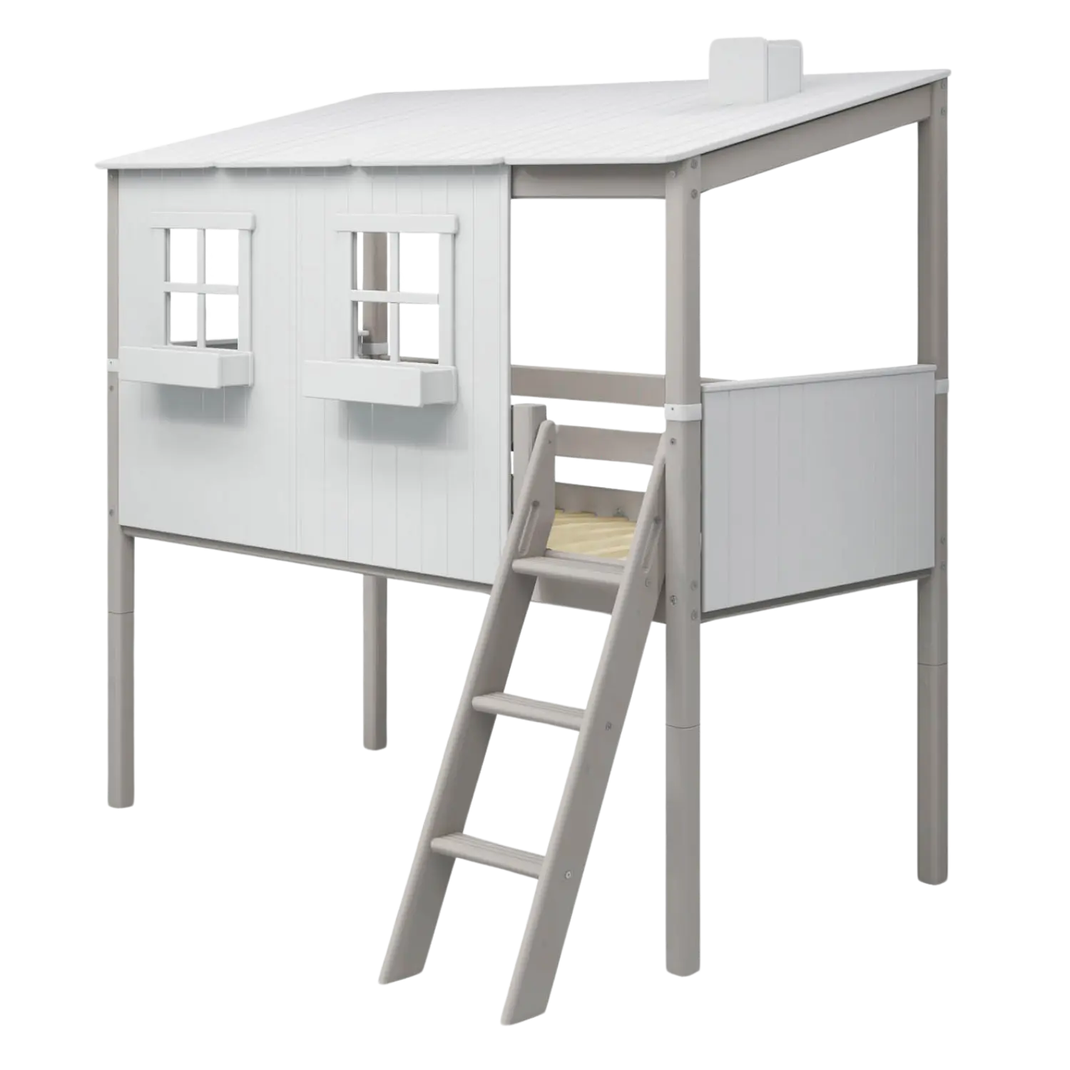 flexa-classic-house-spielbett-120-cm-90x200-cm-mit-leiter-wei-grau image 6