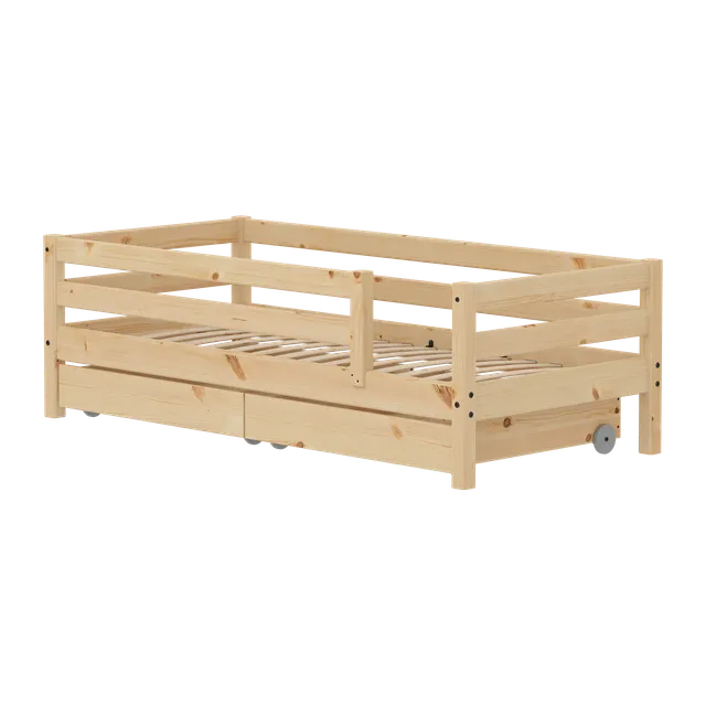 flexa-classic-raw-einzelbett-90x200-kiefernholz-mit-absturzsicherung-aufbewahrun image 1