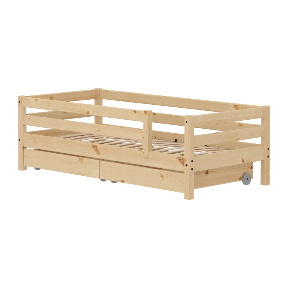 flexa-classic-raw-einzelbett-90x200-kiefernholz-mit-absturzsicherung-aufbewahrun image 1