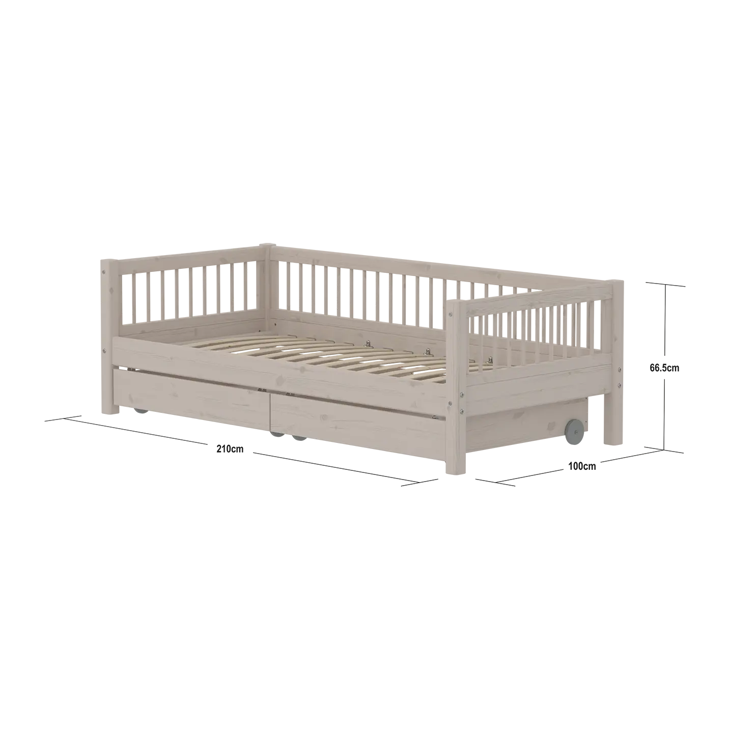 flexa-classic-einzelbett-mit-schubladen-und-absturzsicherung-90x200-cm-grau image 4