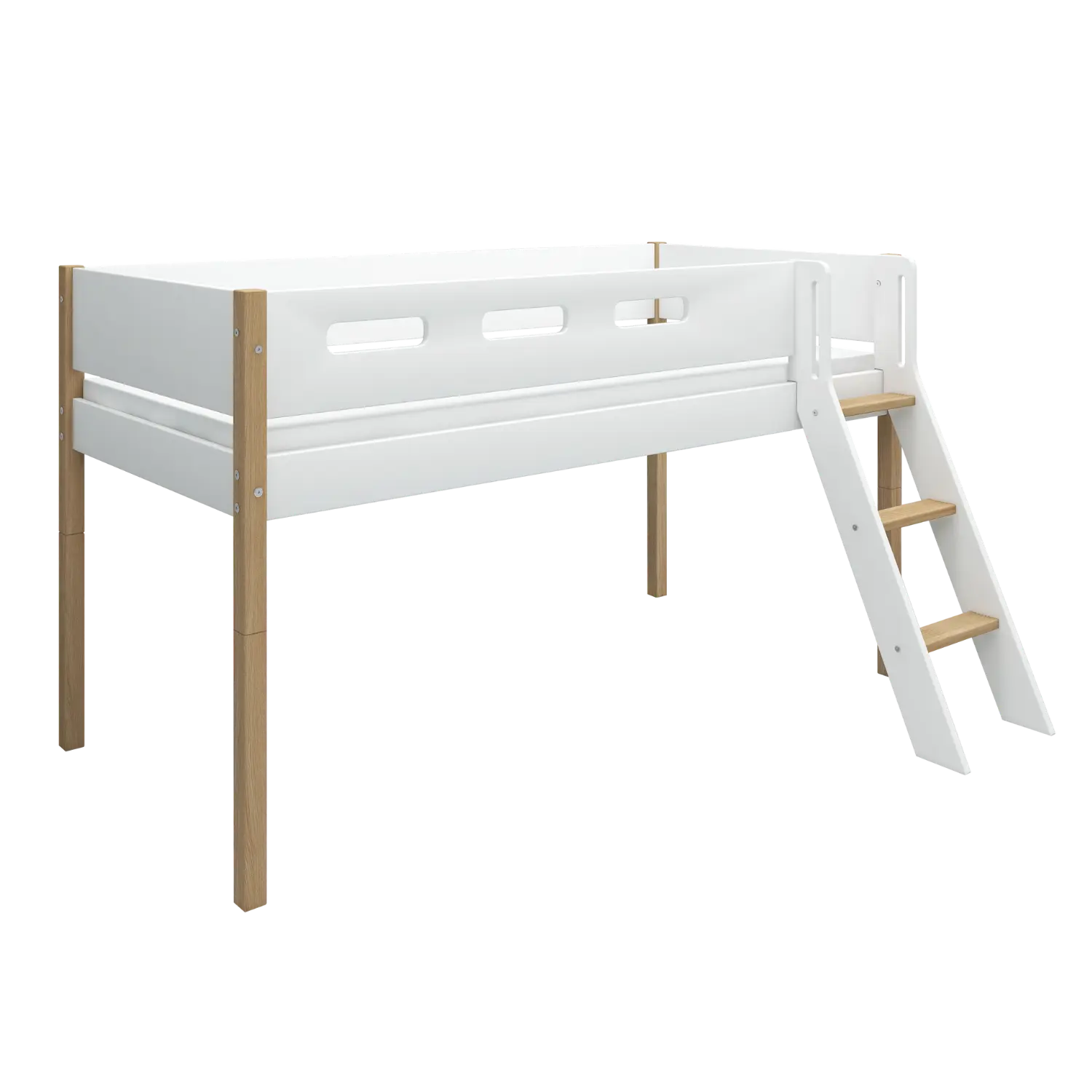 flexa-nor-spielbett-120-cm-90x200-cm-wei-eiche-mittelhohes-bett-mit-leiter-und-a image 5