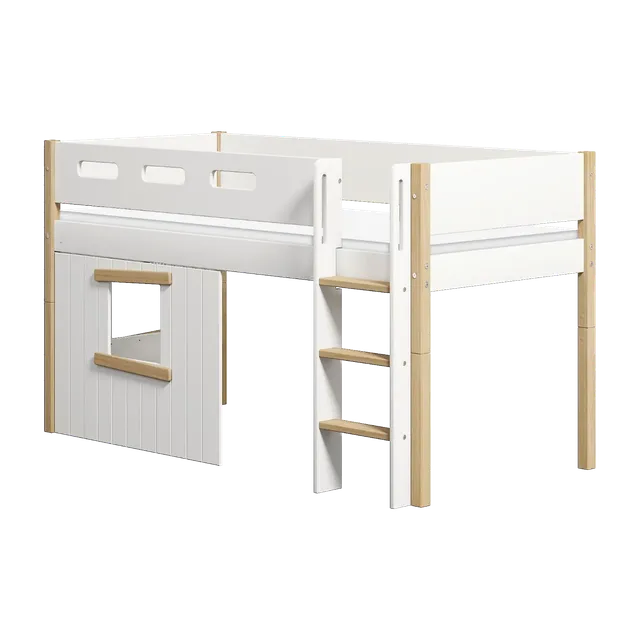 flexa-nor-spielbett-120-cm-mit-baumhaus-gerader-leiter-und-absturzsicherung-90x2 image 1