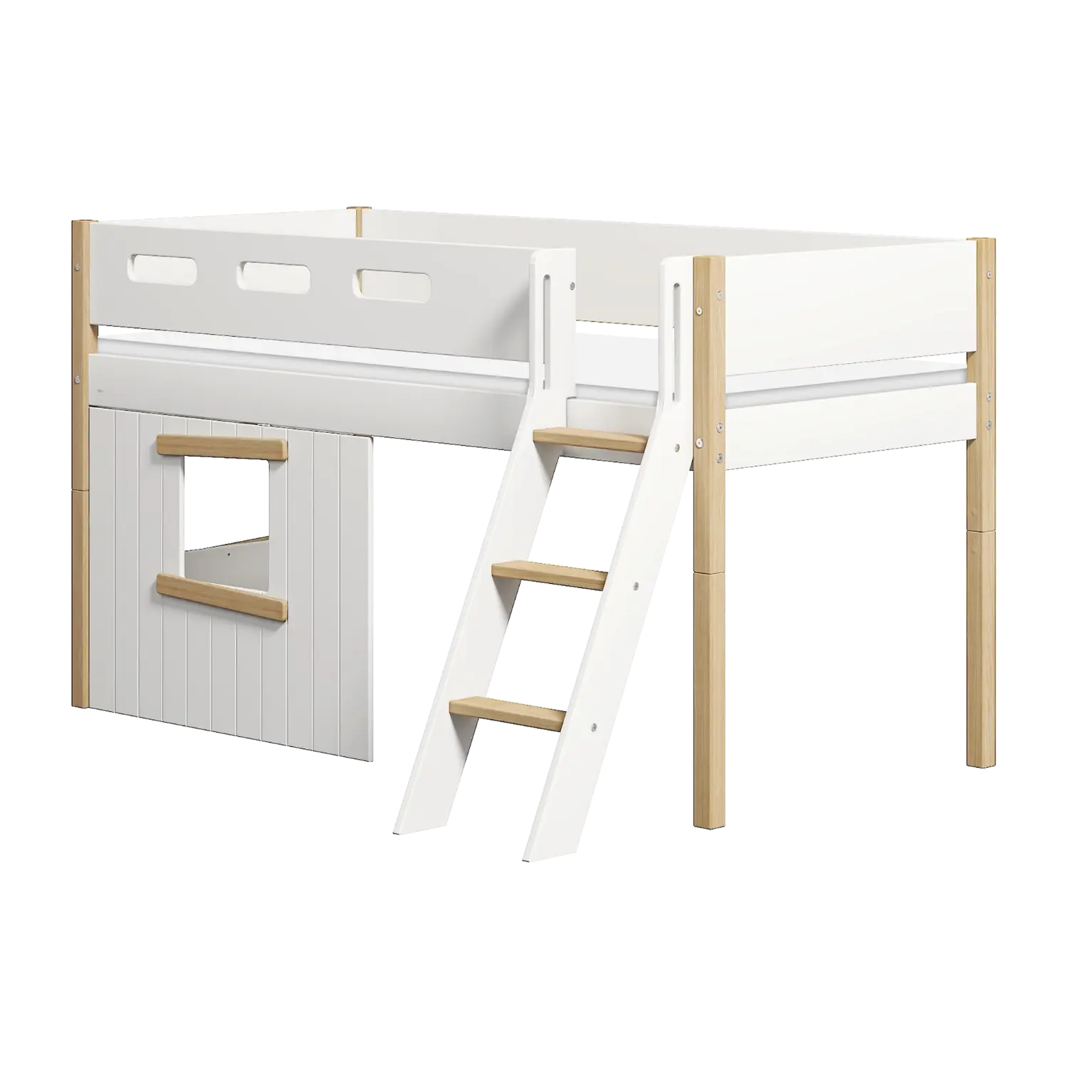 flexa-nor-spielbett-120-cm-baumhaus-mit-schr-gleiter-90x200-cm-wei-eiche image 1