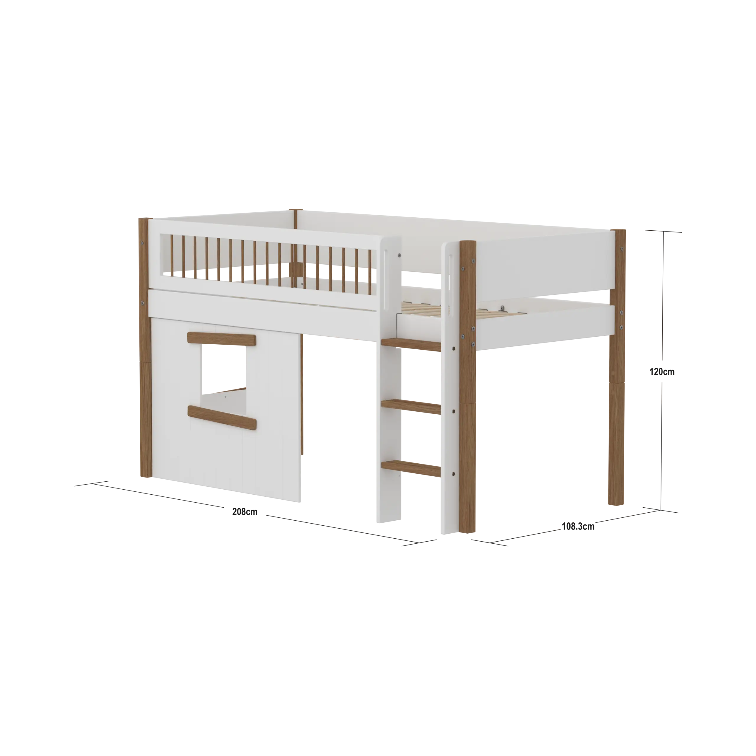 flexa-nor-spielbett-120-cm-halbhoch-mit-baumhaus-leiter-und-absturzsicherung-90x image 3