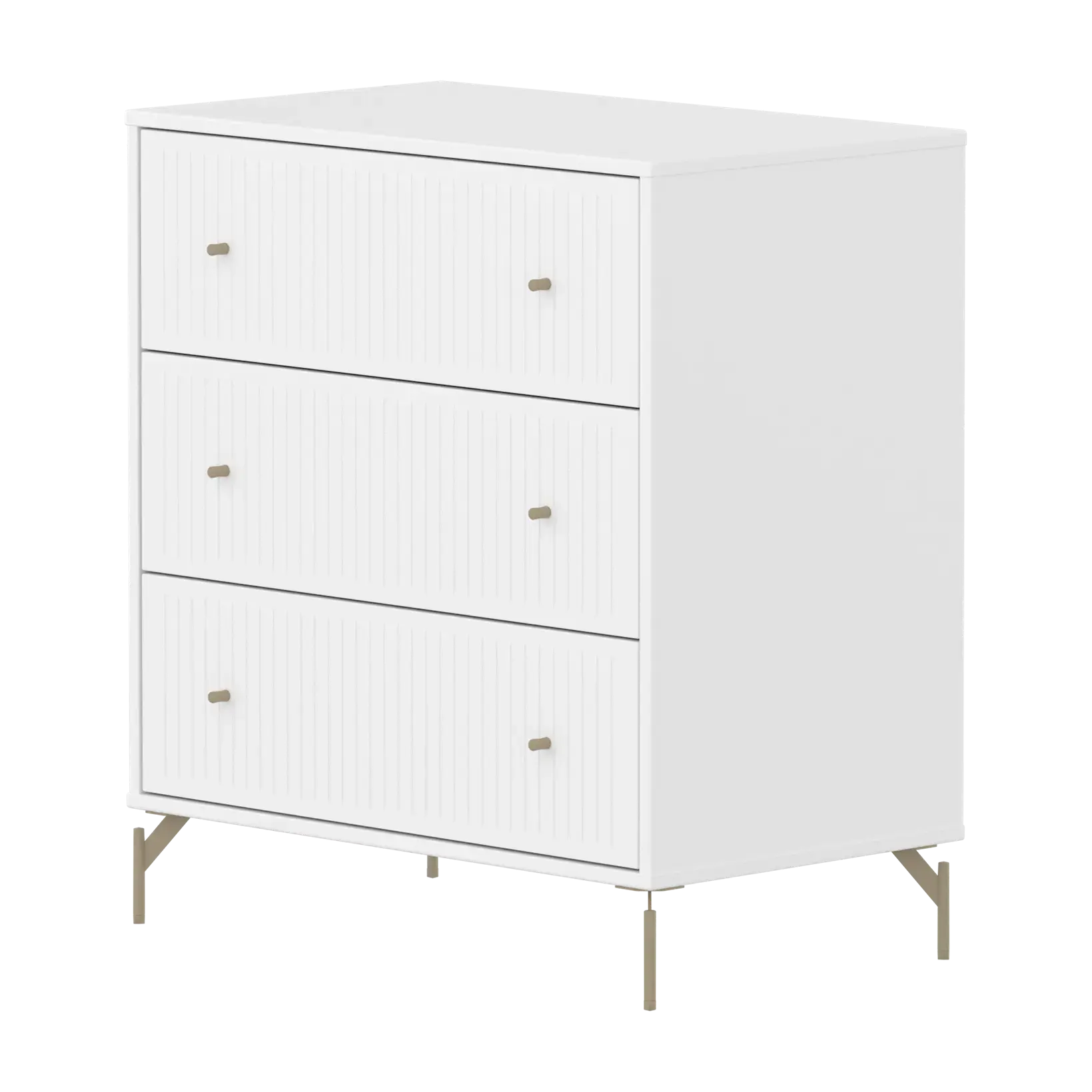 flexa-saga-kommode-3-schubladen-mit-rillen-oat-metallf-e-und-griffe-wei image 1