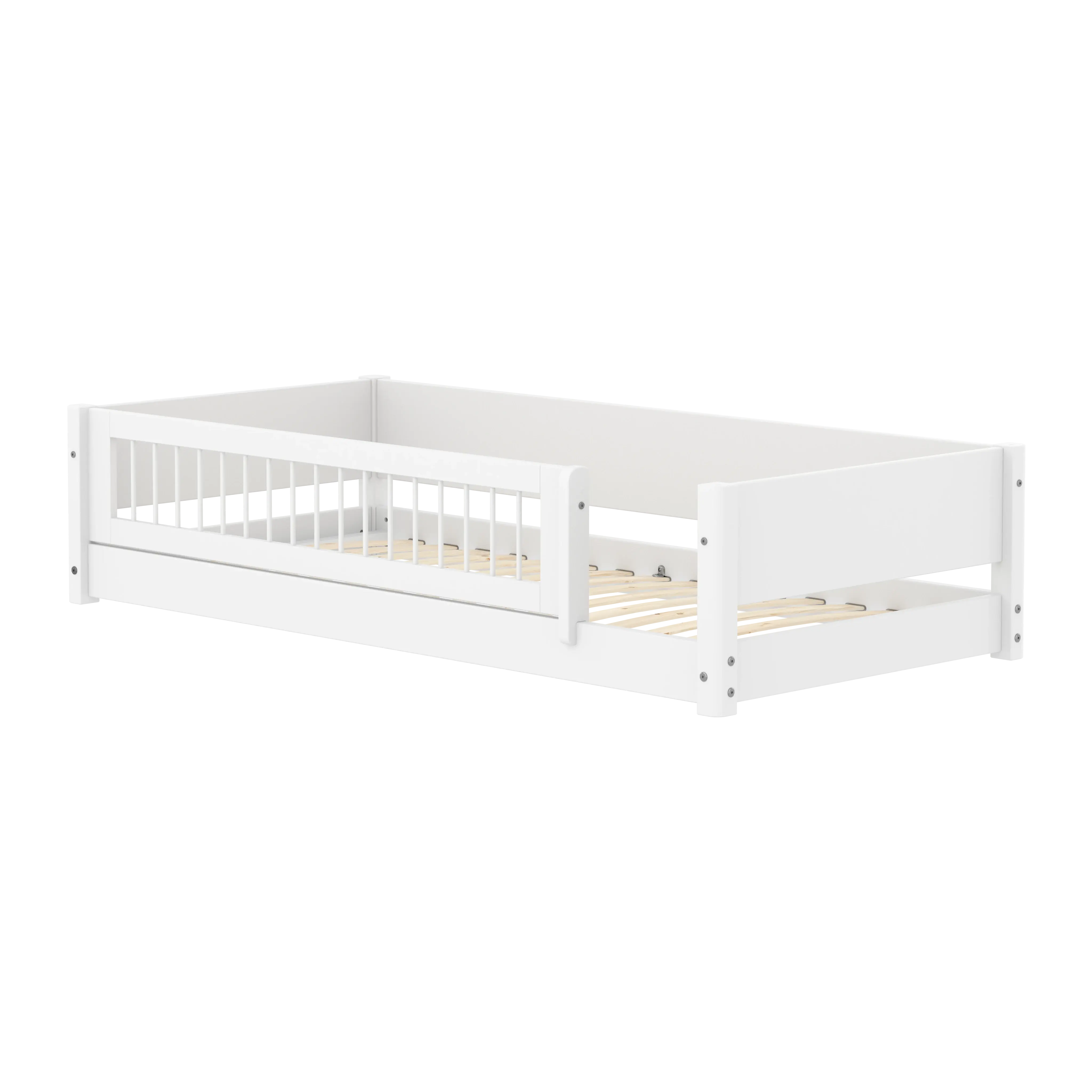 flexa-white-montessori-bett-mit-absturzsicherung-und-crossbars-90x200-cm-wei image 1