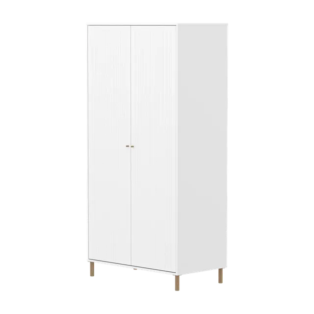 flexa-saga-kleiderschrank-2-t-ren-mit-rillen-f-e-und-griffe-eiche-wei image 1