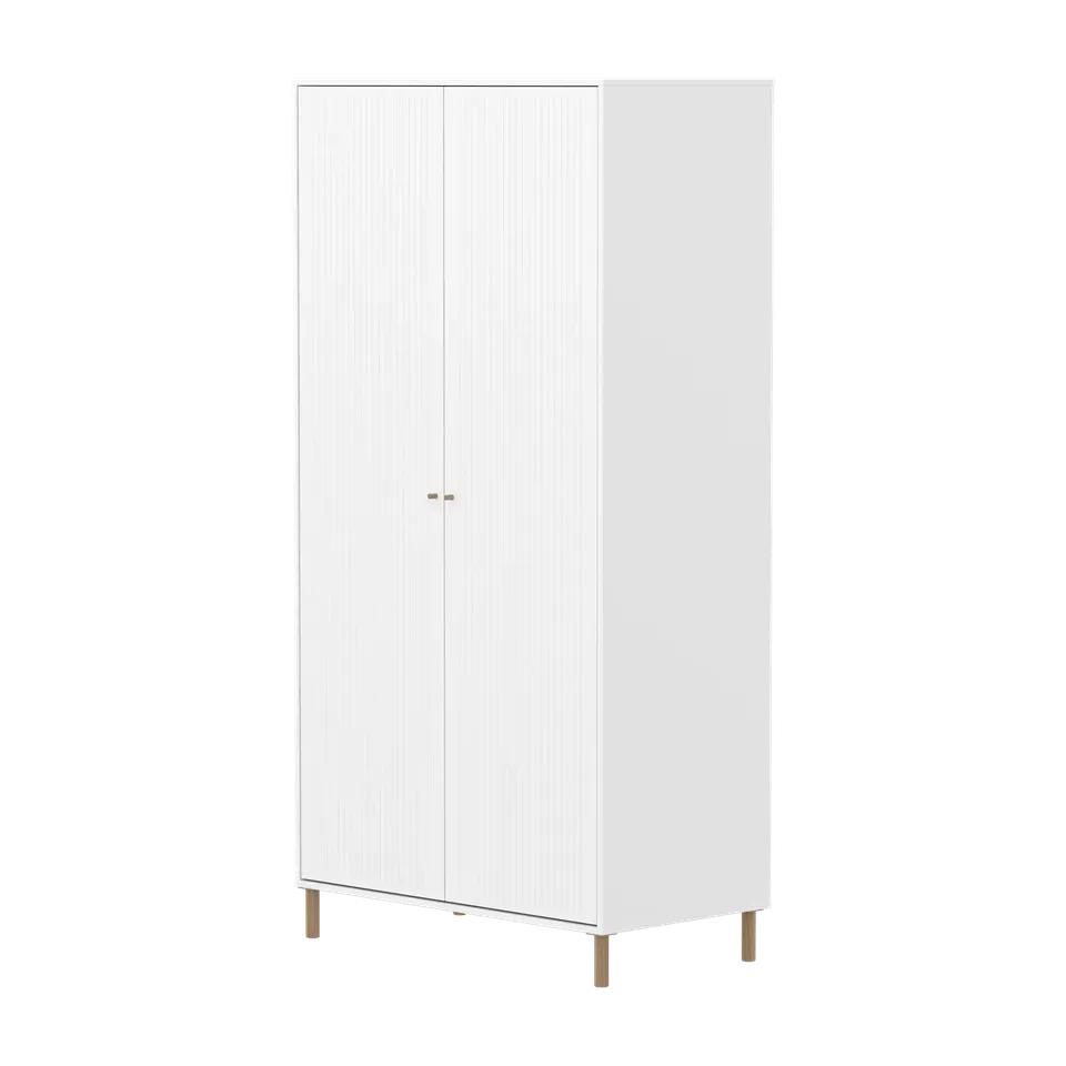flexa-saga-kleiderschrank-2-t-ren-mit-rillen-f-e-und-griffe-eiche-wei image 1