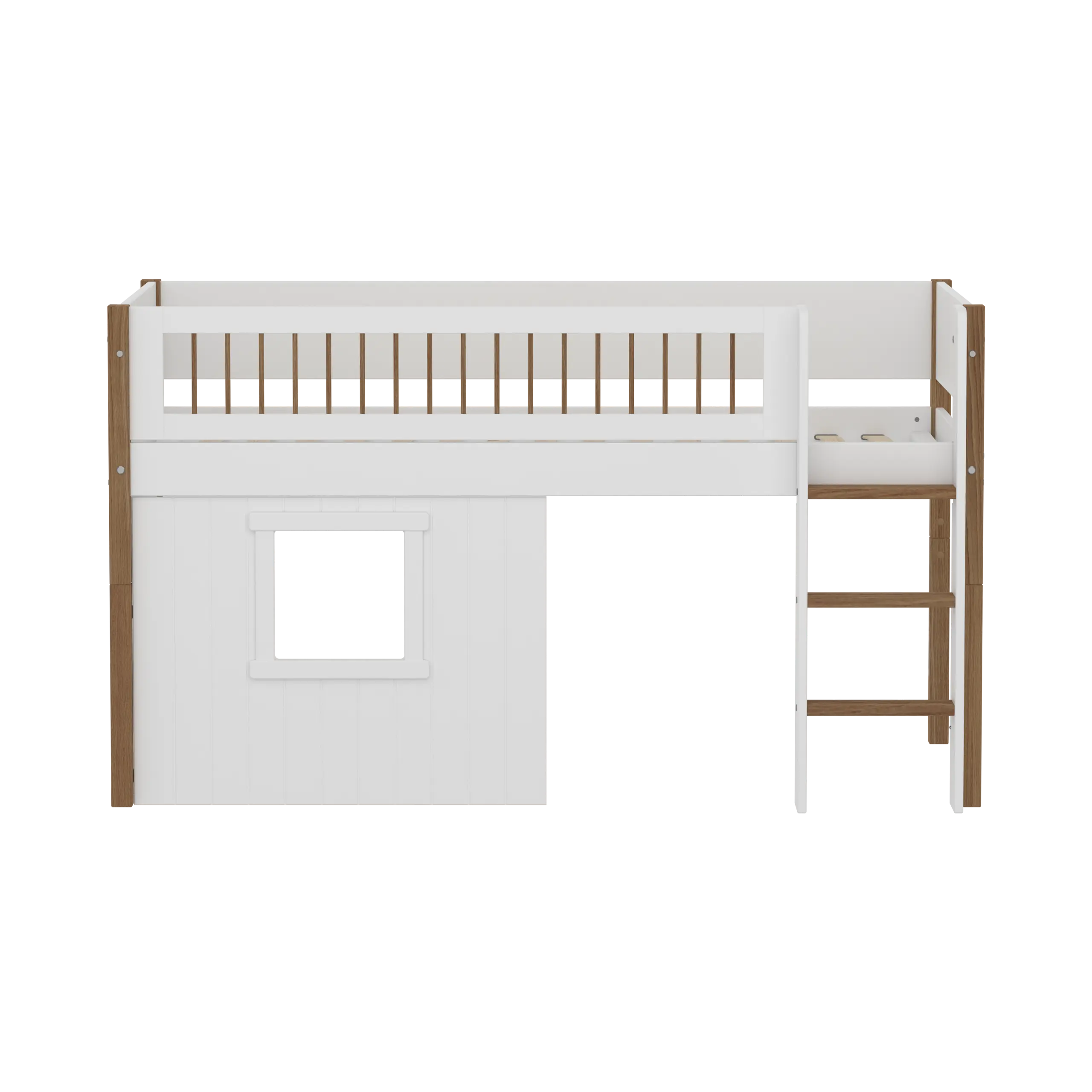 flexa-nor-spielbett-120-cm-mit-baumhaus-leiter-und-absturzsicherung-90x200-cm-we image 2