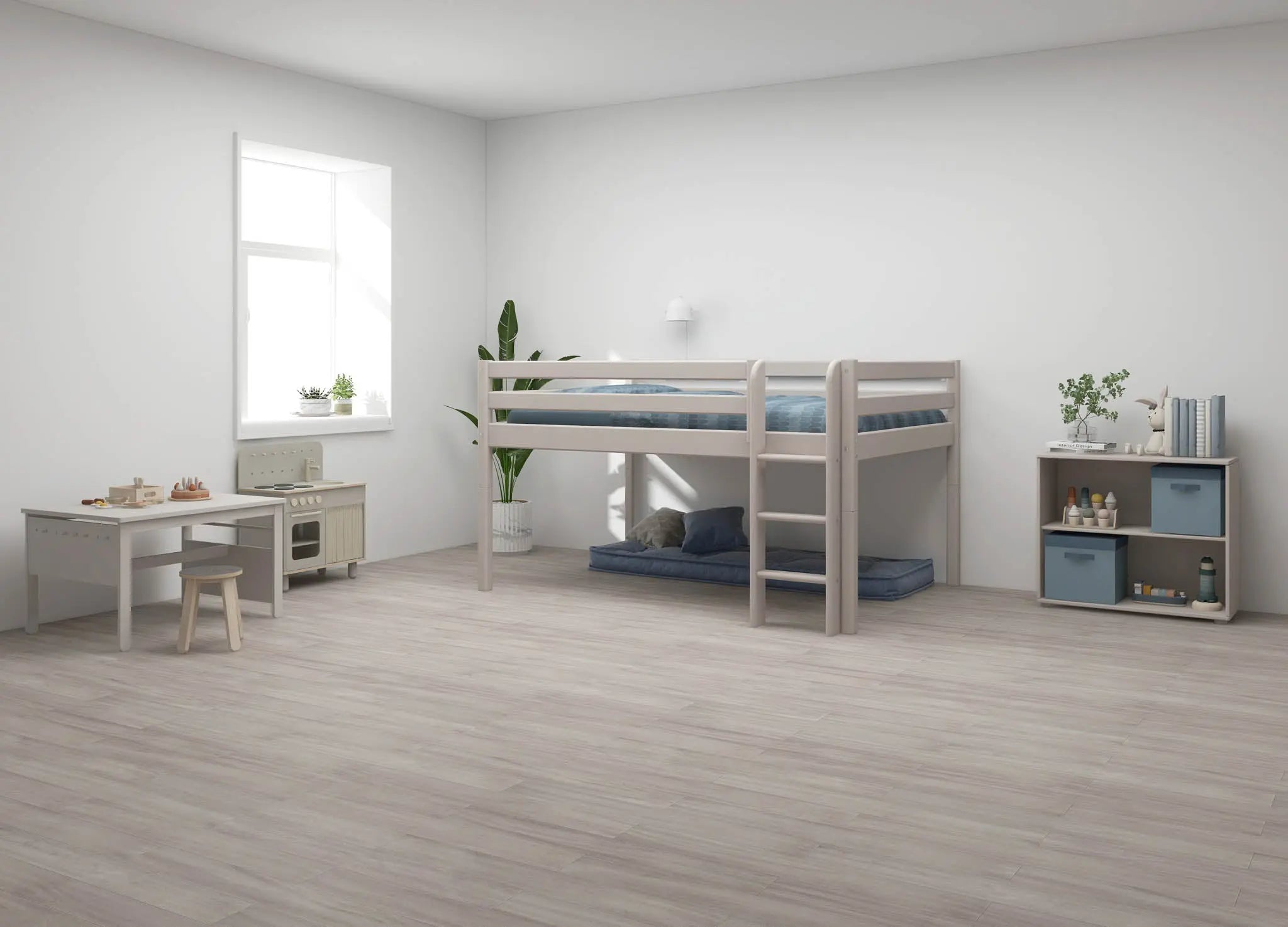 flexa-classic-hochbett-120-cm-140x200-cm-grau-mit-leiter-und-absturzsicherung image 4