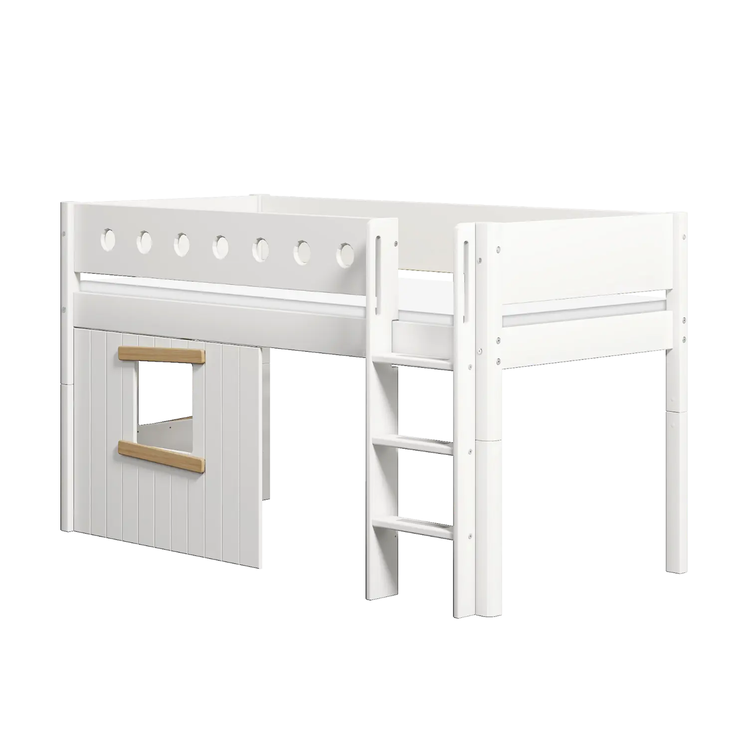 flexa-white-spielbett-120-cm-90x200-cm-wei-mit-baumhaus-front image 1
