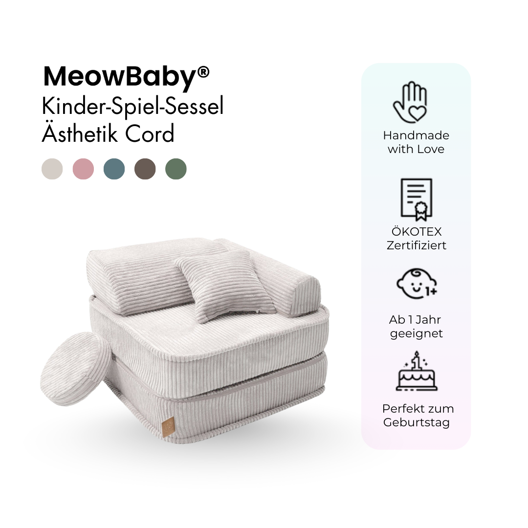 meowbaby-kindersessel-3-in-1-sthetik-cord-faltbare-kindercouch-spielmatratze-cla image 2