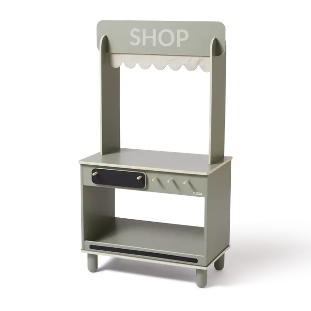 flexa-shop-caf-kaufladen-aus-holz-mit-markise-theke-und-wendeschild image 1