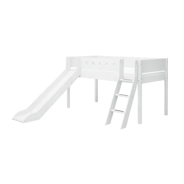 flexa-white-spielbett-120-cm-90x200-cm-wei-mit-rutsche-leiter-und-absturzsicheru image 1