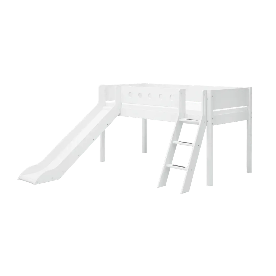 flexa-white-spielbett-120-cm-90x200-cm-wei-mit-rutsche-leiter-und-absturzsicheru image 1