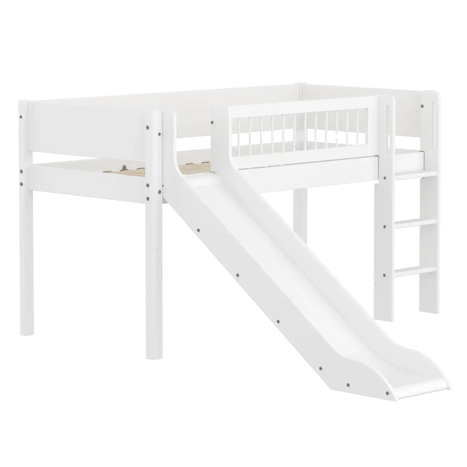 flexa-white-spielbett-120-cm-90x200-cm-wei-mit-rutsche-leiter-und-absturzsicheru-2 image 3