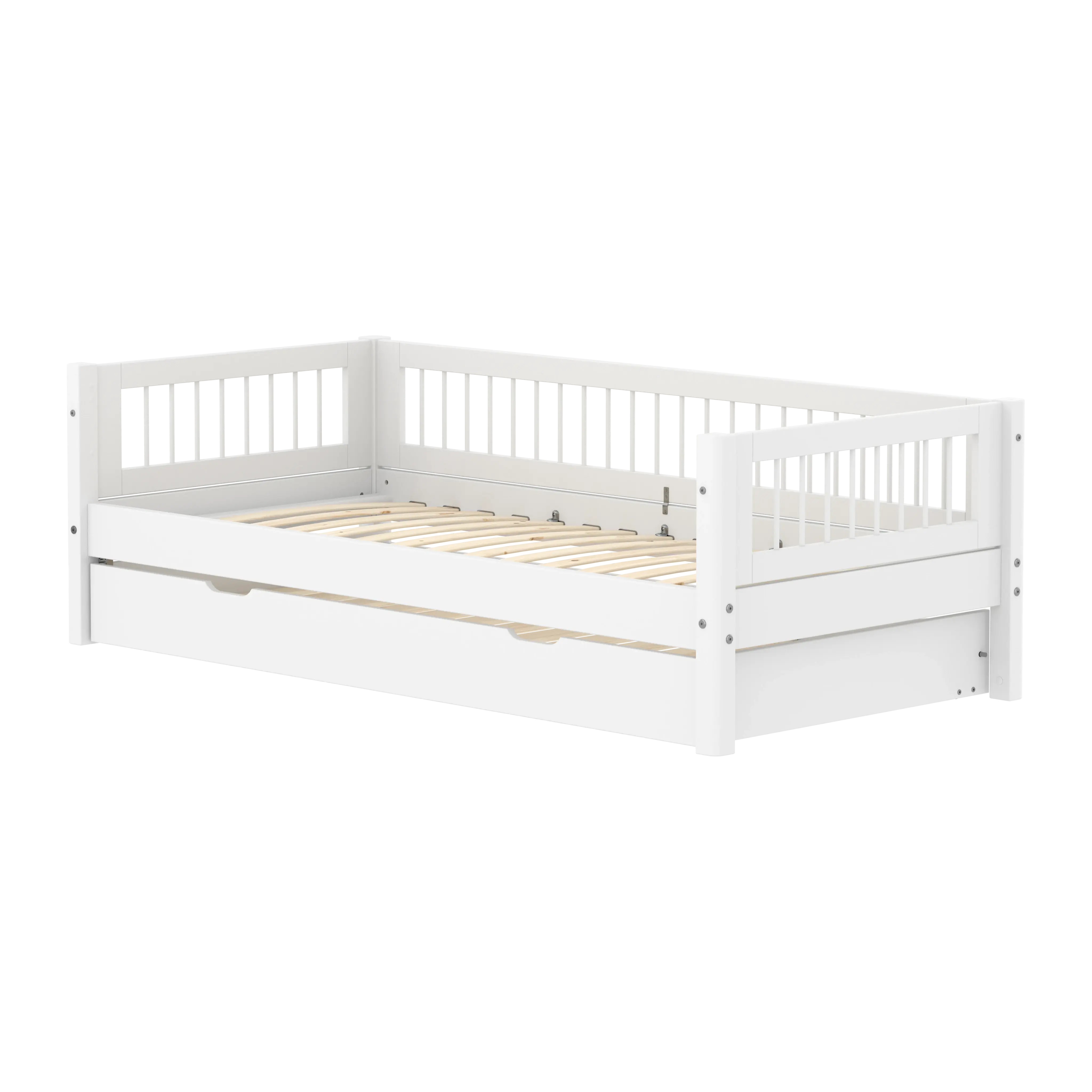 flexa-white-einzelbett-daybed-90x200-cm-mit-ausziehbett-90x190-cm-wei-crossbars image 1