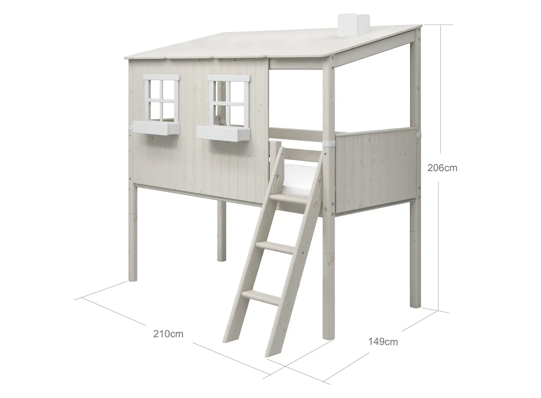 flexa-classic-spielbett-120-cm-hausbett-90x200-cm-wei-mit-leiter image 3