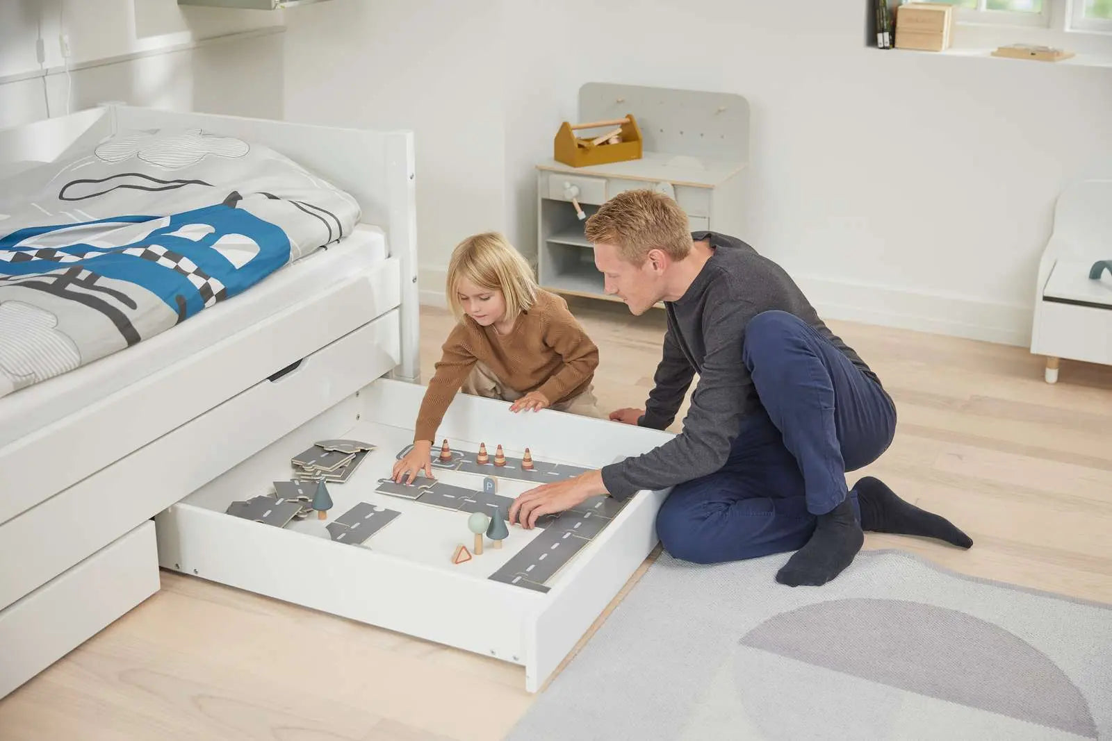 flexa-white-einzelbett-90x200-cm-mit-ausziehbett-90x190-cm-und-schubladen-wei image 6