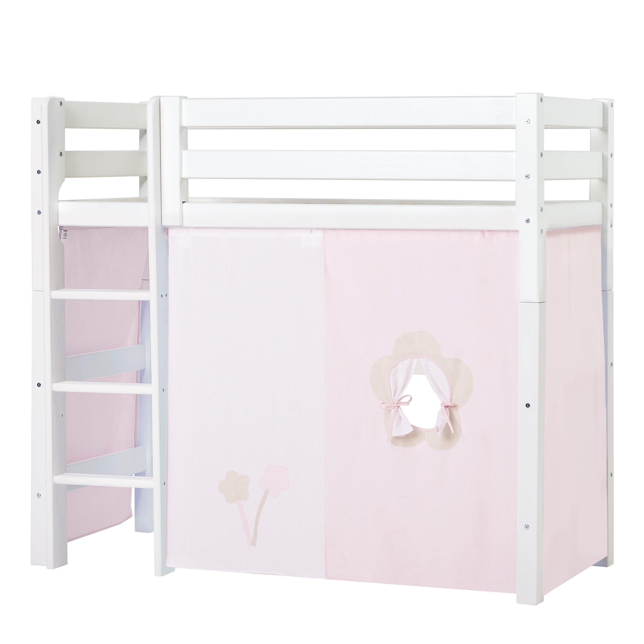 hoppekids-eco-luxury-mittelhohes-bett-90x200-mit-fairytale-flower-bettvorhang image 1