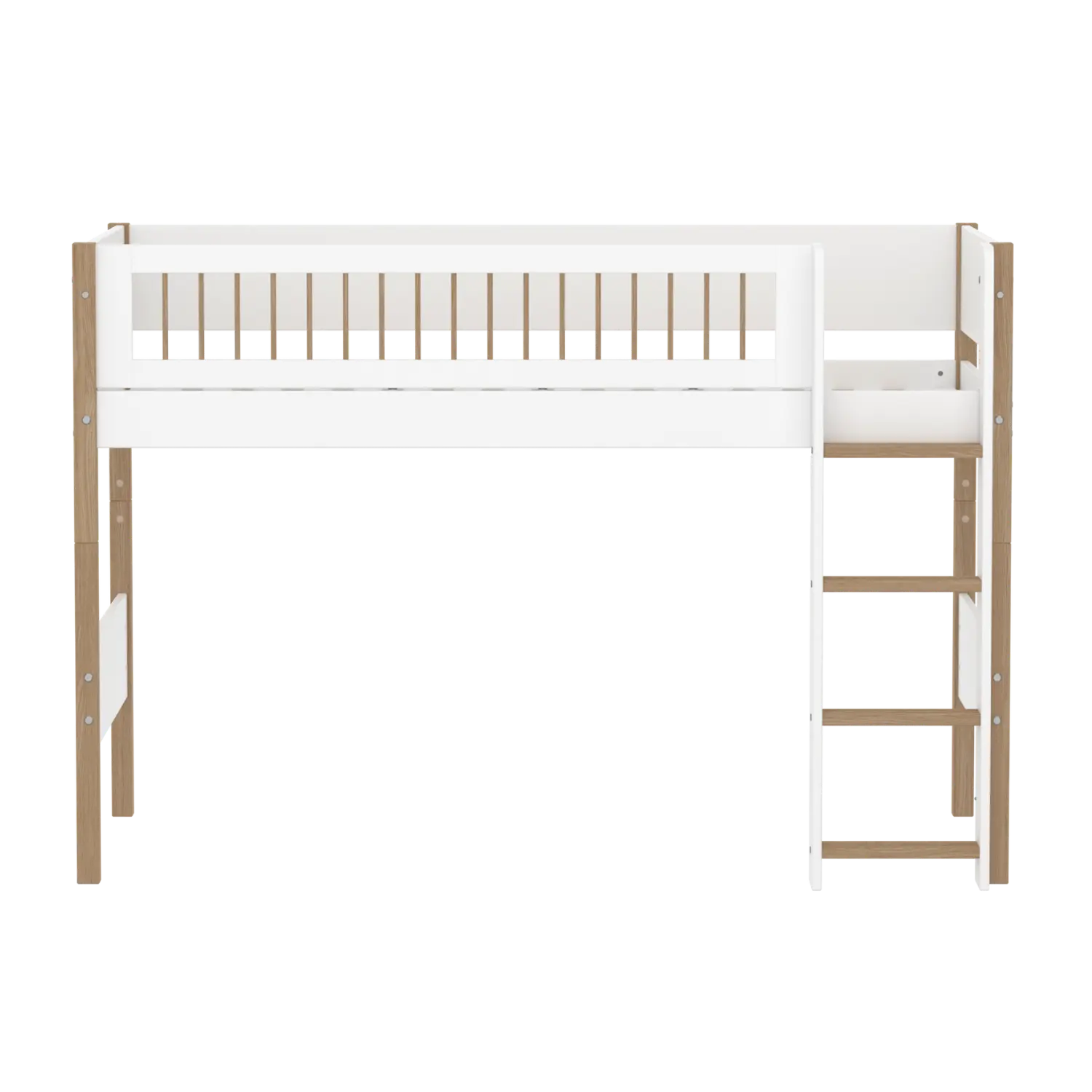 flexa-nor-hochbett-143-cm-mittelhoch-mit-leiter-90x200-cm-wei-eiche image 2