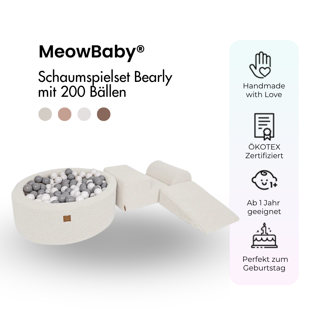 meowbaby-schaumspielset-bearly-mit-b-llebad-200-b-lle-teddy-stoff image 2