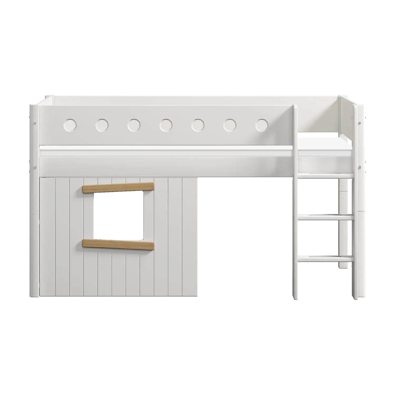 flexa-white-spielbett-120-cm-90x200-cm-wei-mit-baumhaus-front image 2