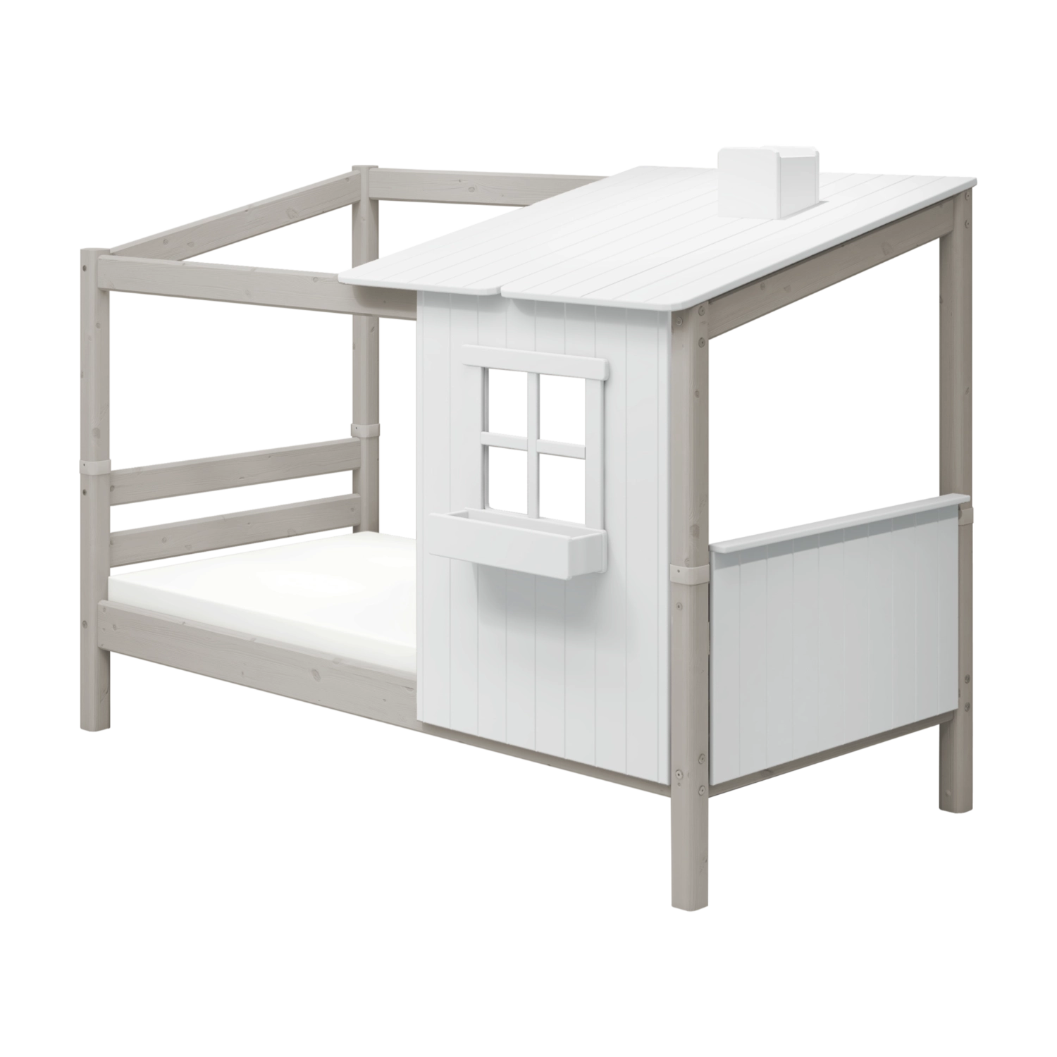 flexa-classic-1-2-haus-f-r-einzel-und-spielbett-120-cm-wei-grau image 2