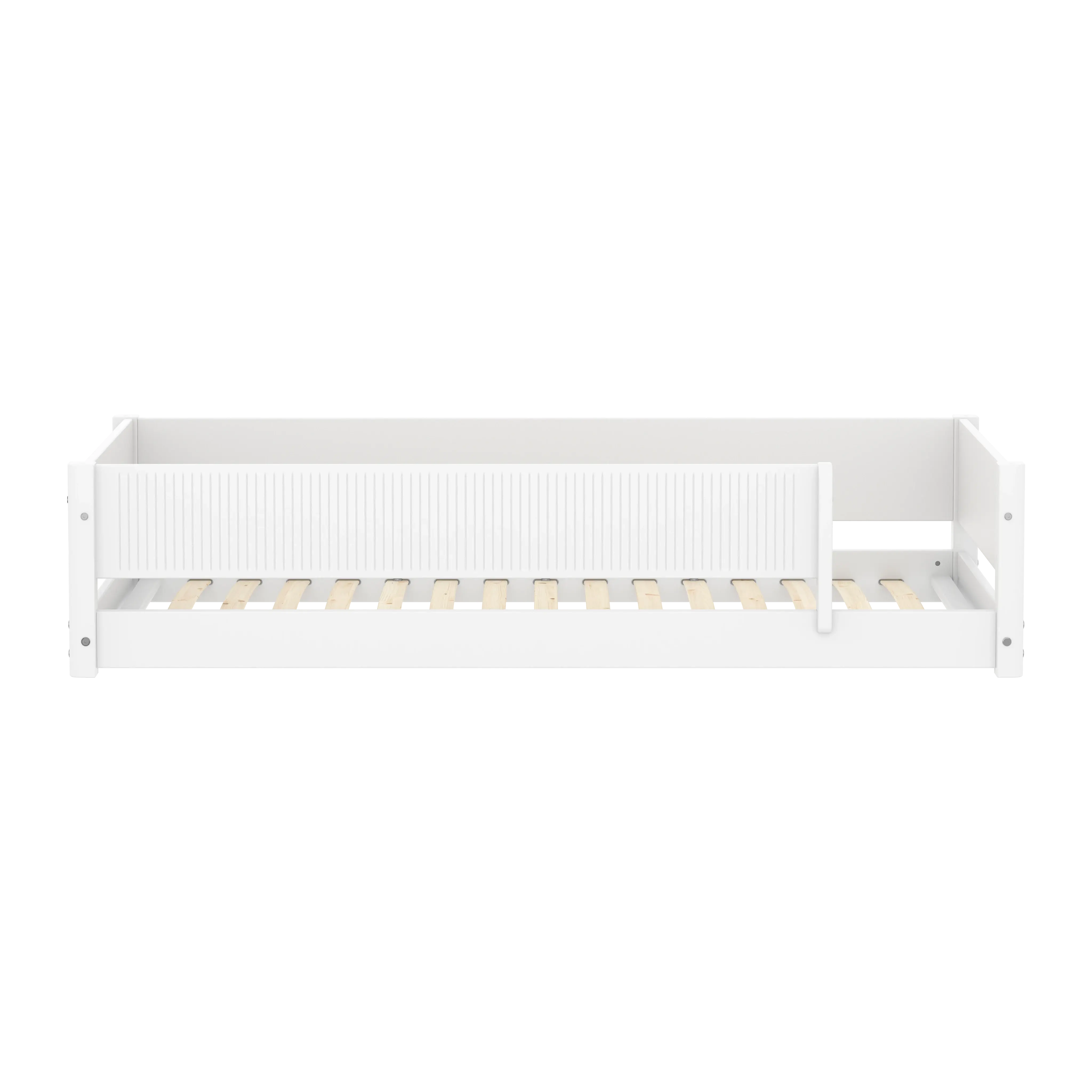 flexa-white-montessori-bett-niedrig-mit-vorderer-absturzsicherung-grooves-90x200 image 2