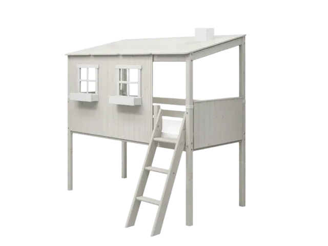 flexa-classic-spielbett-120-cm-hausbett-90x200-cm-wei-mit-leiter image 1