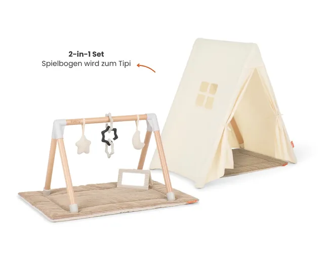 funzy-spielbogen-tipi-set-spielbogen-aus-buchenholz-mit-canvas-tipi image 1