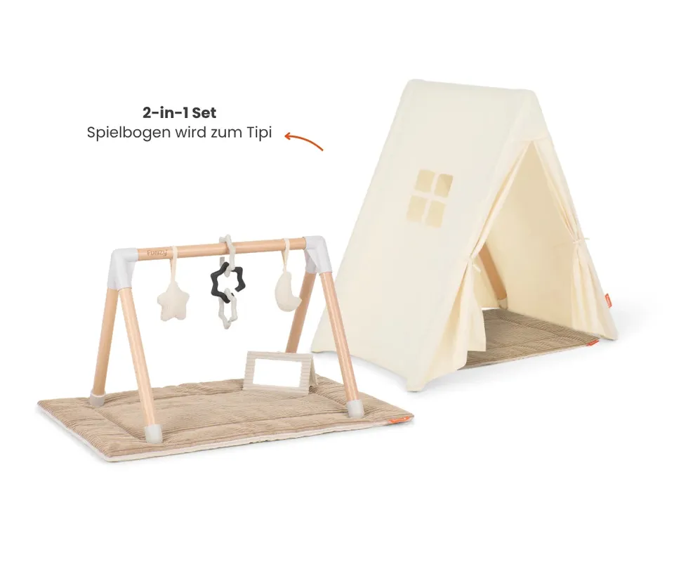 funzy-spielbogen-tipi-set-spielbogen-aus-buchenholz-mit-canvas-tipi image 1