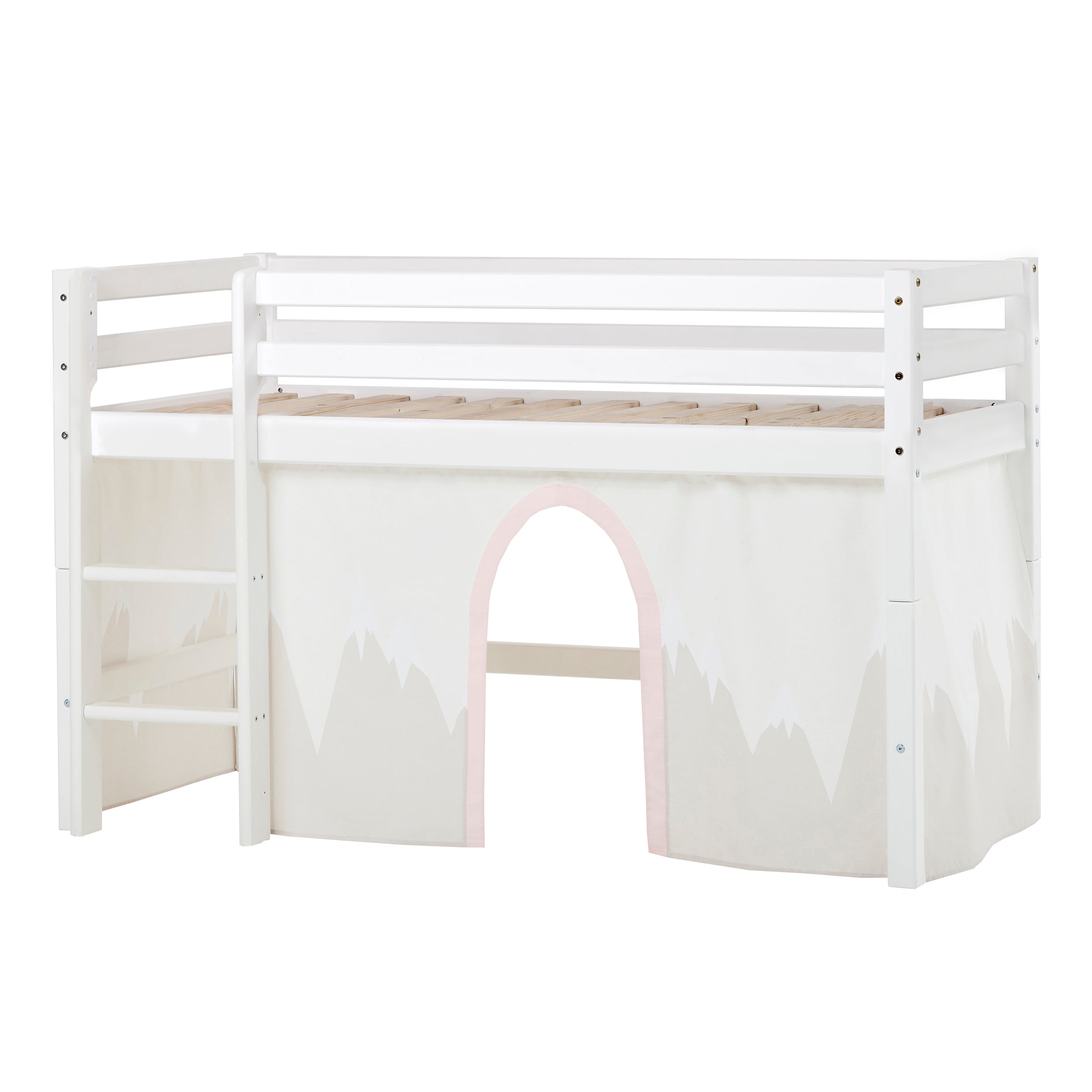 hoppekids-eco-dream-halbhochbett-mit-winter-wonderland-vorhang image 1
