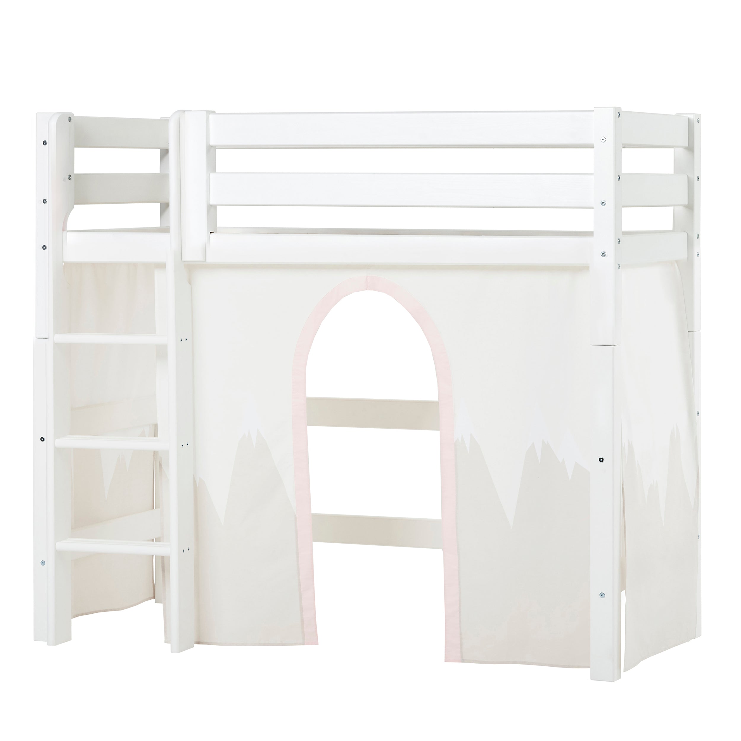 hoppekids-eco-luxury-mittelhohes-bett-mit-winter-wonderland-bettvorhang image 1