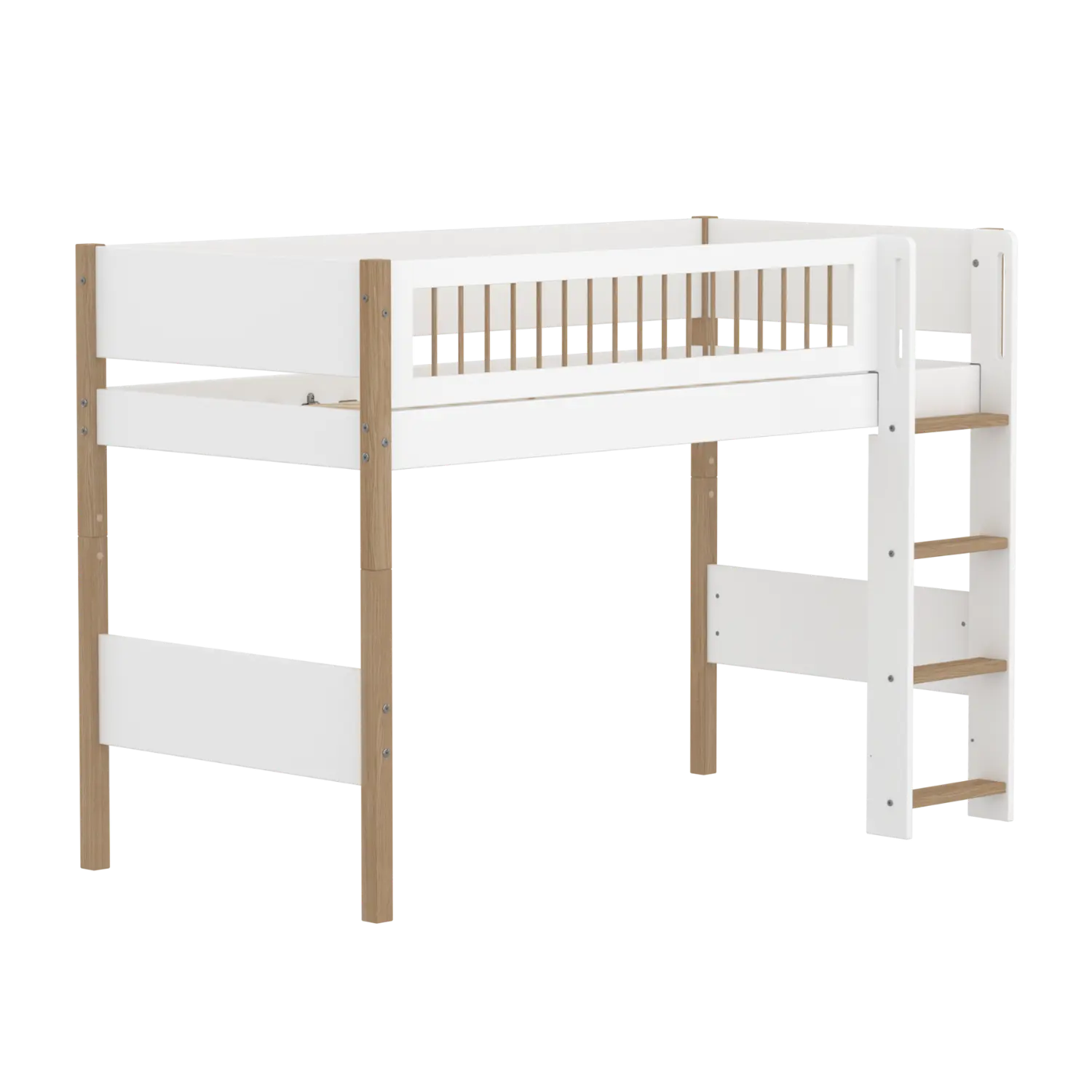 flexa-nor-hochbett-143-cm-mittelhoch-mit-leiter-90x200-cm-wei-eiche image 3