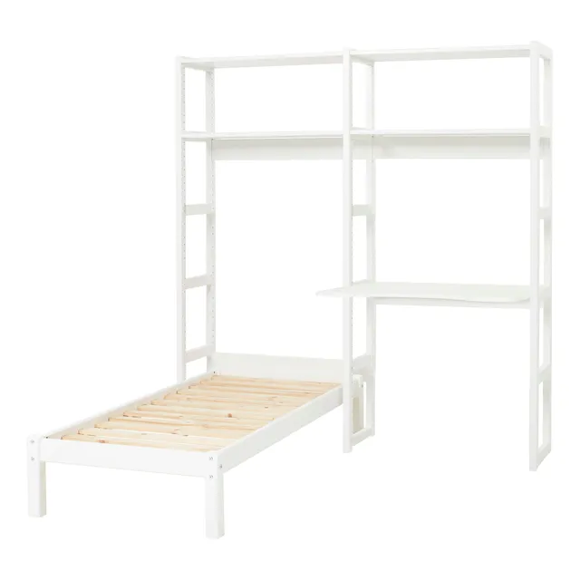 hoppekids-storey-regal-2-sektionen-mit-bett-70x160-cm-und-schreibtisch-80-cm-wei image 1