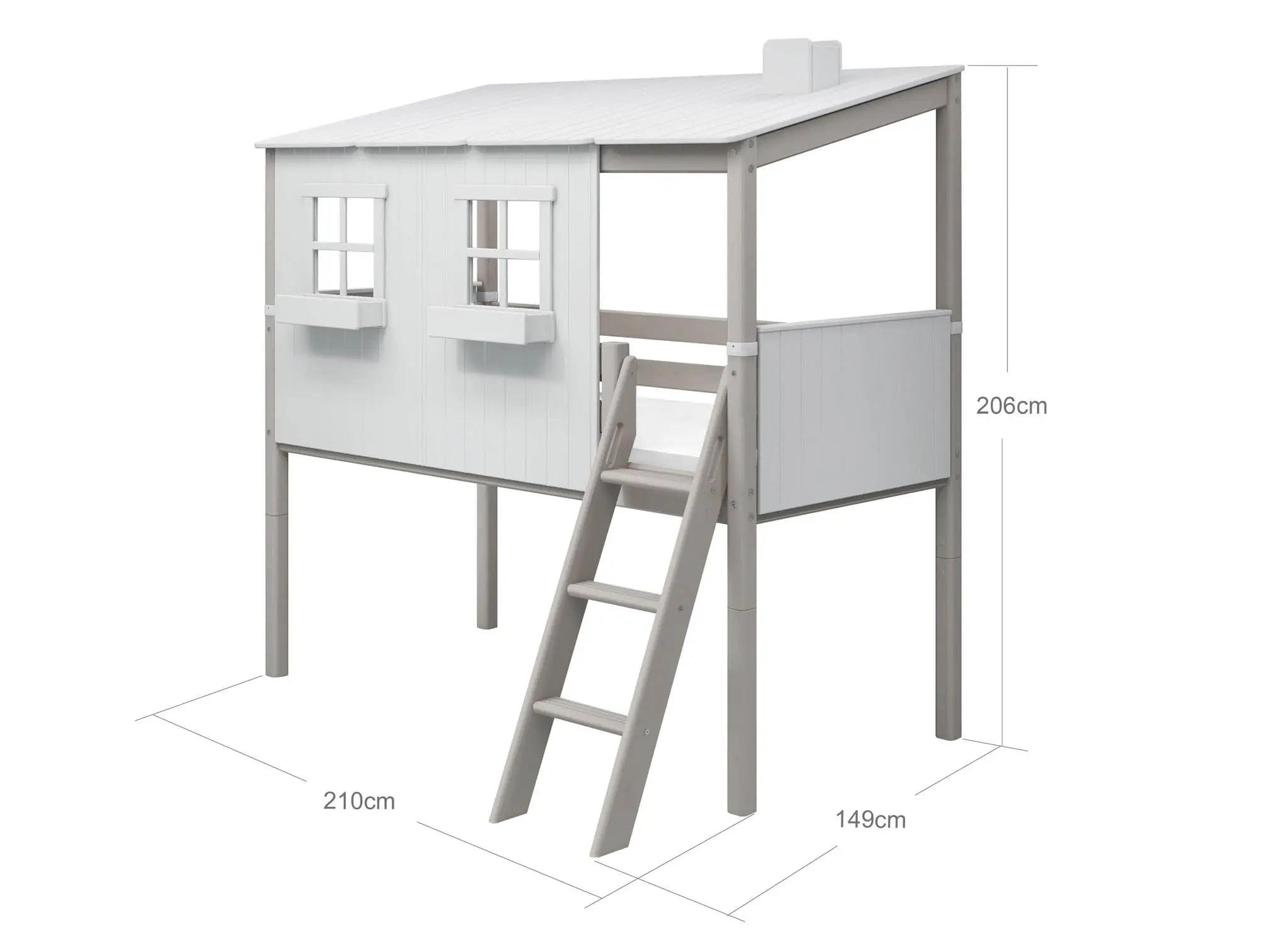 flexa-classic-house-spielbett-120-cm-90x200-cm-mit-leiter-wei-grau image 7