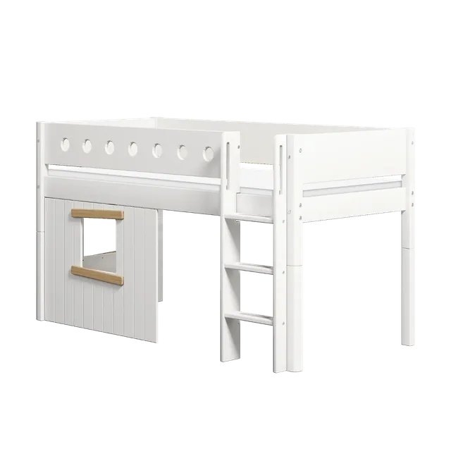 flexa-white-spielbett-120-cm-90x200-cm-wei-mit-baumhaus-front image 1