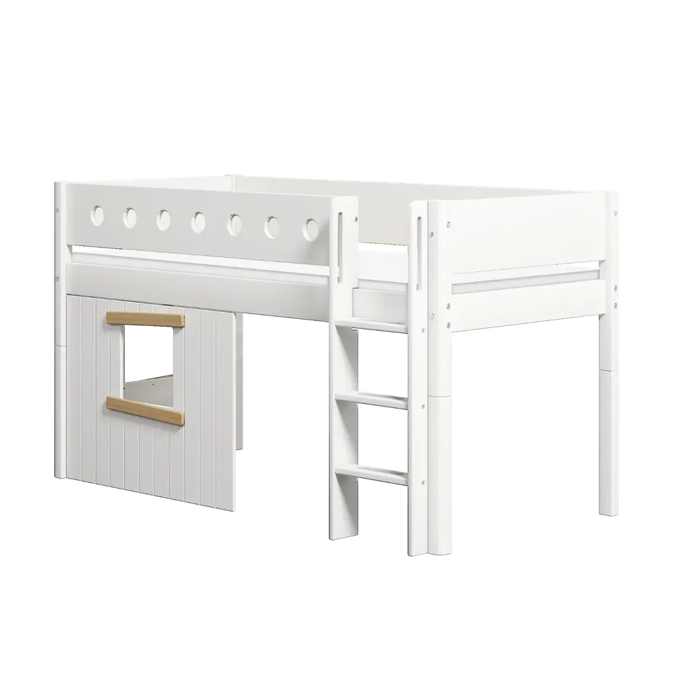 flexa-white-spielbett-120-cm-90x200-cm-wei-mit-baumhaus-front image 1