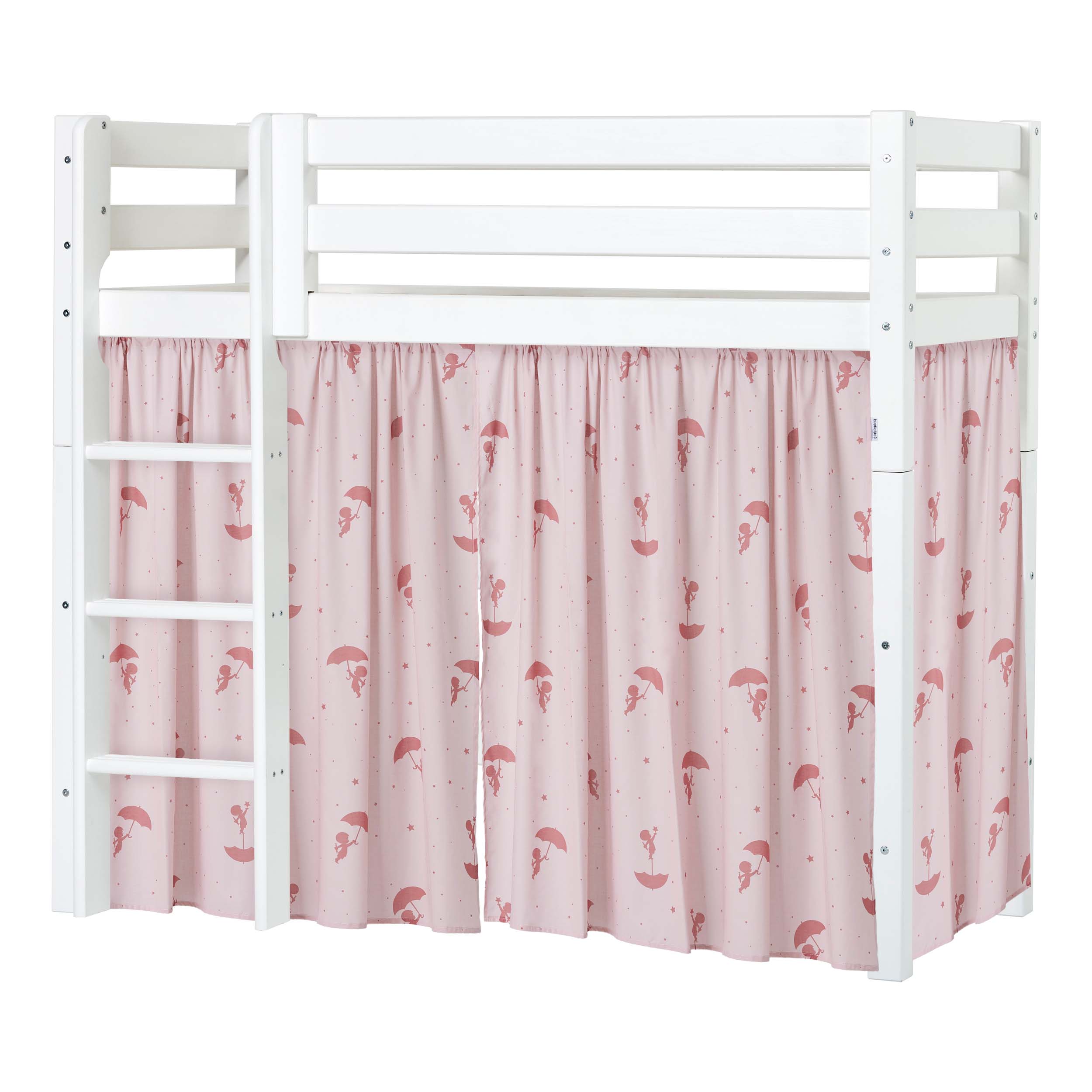 hoppekids-eco-luxury-mittelhohes-bett-mit-rotem-ole-lukoie-bettvorhang image 1