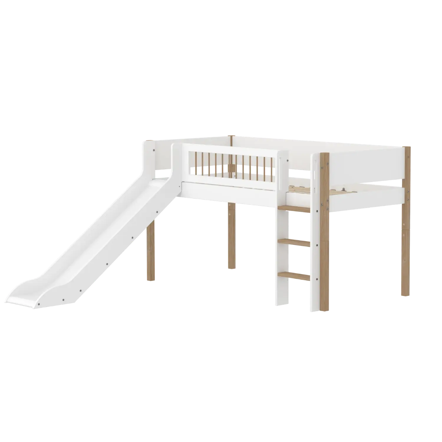 flexa-nor-spielbett-120-cm-mit-rutsche-leiter-und-absturzsicherung-90x200-cm-wei-2 image 1